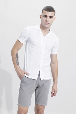 Snitch Men Solid Casual White Shirt