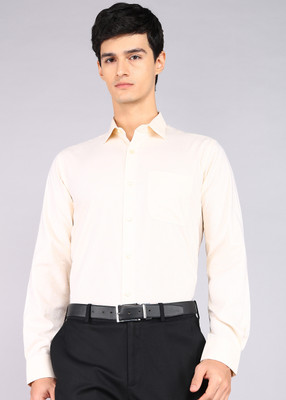 VAN HEUSEN Men Self Design Formal Cream Shirt