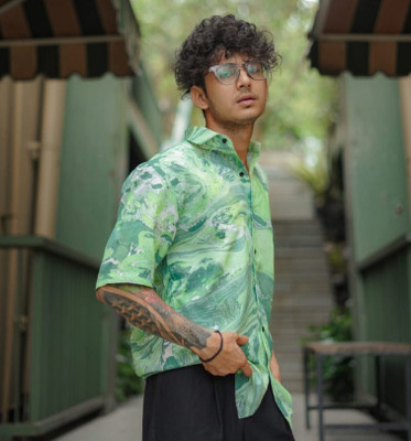 PRIMEFIELD Men Printed Casual Green Shirt