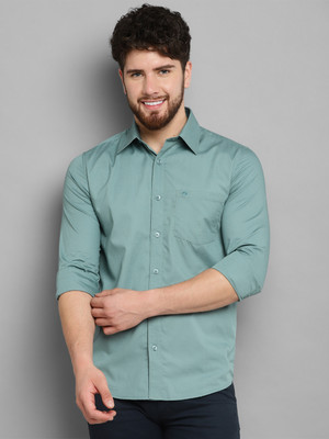 Allen Cooper Men Solid Casual Green Shirt