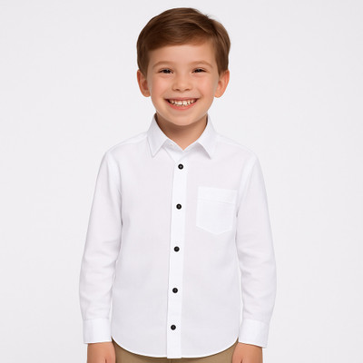 ShopGlobal Boys Solid Casual White Shirt