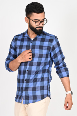 Tanip Men Checkered Casual Blue Shirt