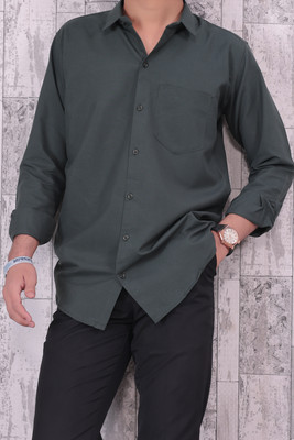sunmegh fashion Men Solid Formal Dark Green Shirt