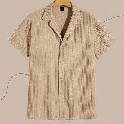 A DEEMOON Men Solid Formal Gold Shirt