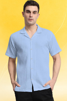A Dearise Trend Men Striped, Self Design, Solid Casual Light Blue Shirt