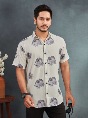 METRONAUT Men Graphic Print Casual White Shirt