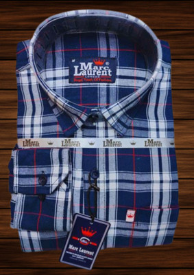 DK FASHION Men Checkered Casual Blue Shirt