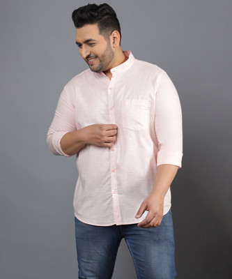 Instafab Plus Men Solid Casual Pink Shirt