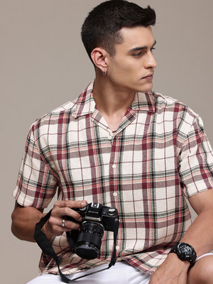 Roadster Men Self Design Casual White Shirt