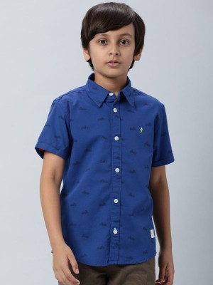 INDIAN TERRAIN Boys Printed Casual Blue Shirt