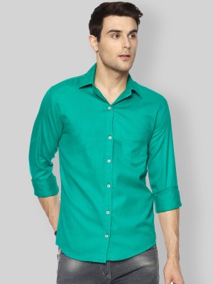 YHA Men Solid Casual Green Shirt