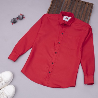 HouseOfCommon Boys Self Design Casual Red Shirt