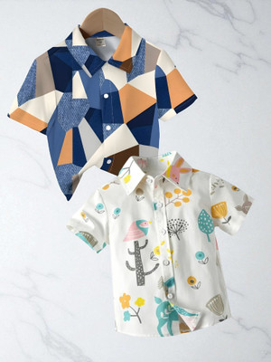 Sparrow ENTERPRISE Boys Striped, Printed Casual Multicolor Shirt(Pack of 2)