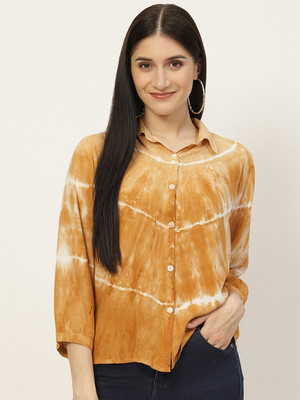 METRONAUT Women Dyed/Ombre Casual Yellow Shirt