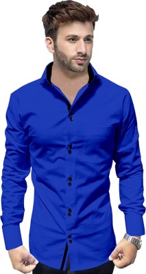 SUR-T Men Solid Casual Blue Shirt