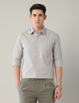 ARROW Men Checkered Formal Brown Shirt