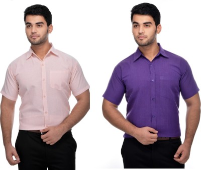 DESHBANDHU KHADI Men Solid Formal Multicolor Shirt(Pack of 2)