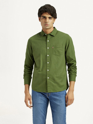 LEVI'S Men Solid Casual Green Shirt