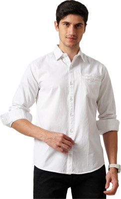 HETIERS Men Solid Casual White Shirt