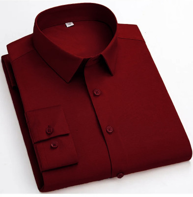 JINIK Men Solid Formal Maroon Shirt