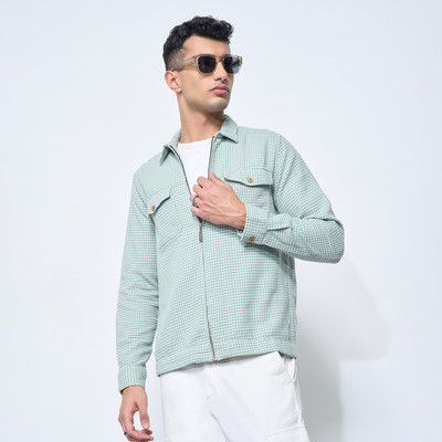 7 Alt by Pantaloons Men Checkered Casual White Shirt