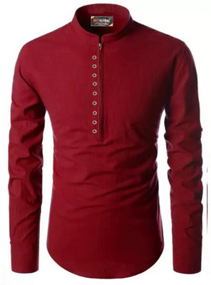 Sky Global Men Solid A-line Kurta(Maroon)