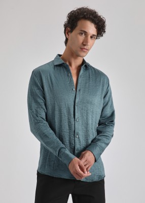 Banana Club Men Solid Casual Green Shirt