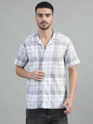 SORATIA Men Checkered Casual Grey Shirt