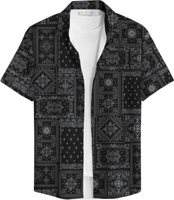 Bullmer Men Printed Casual Black Shirt