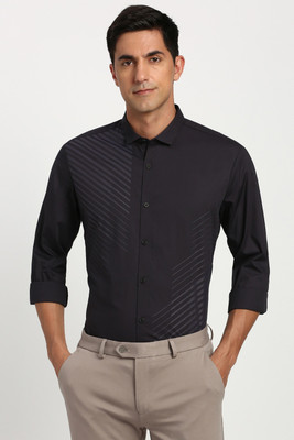 PETER ENGLAND Men Color Block Formal Black Shirt