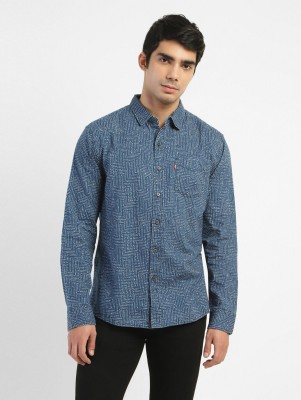 LEVI'S Men Geometric Print Casual Blue Shirt