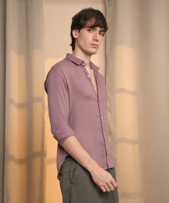 CAMPUS SUTRA Men Self Design Casual Purple Shirt