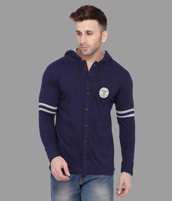tfurnish Men Striped Casual Dark Blue Shirt