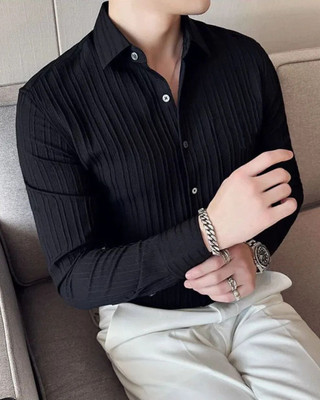 SHIVAY TRENDS Men Self Design Casual Black Shirt