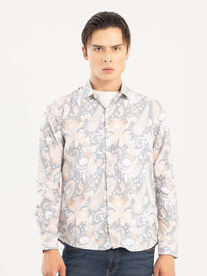 Snitch Men Printed Casual Grey Shirt
