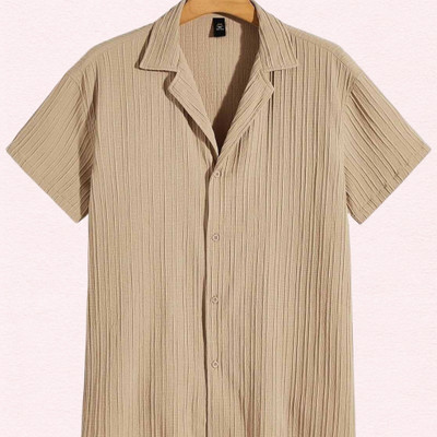 SHIRTWALA Men Self Design Casual Beige Shirt