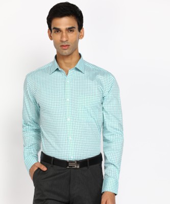 PARK AVENUE Men Checkered Formal Blue Shirt