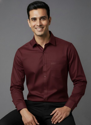 eliza fashion Men Solid Formal Maroon Shirt
