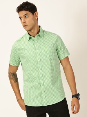 THOMAS SCOTT Men Checkered Casual Green Shirt