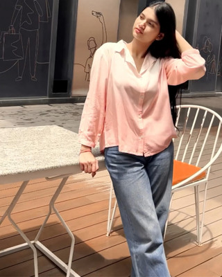 PinkTribe Women Dyed/Ombre Casual Pink Shirt