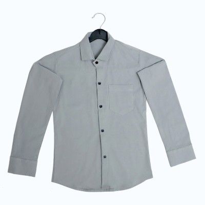 shloky Boys Solid Casual Grey Shirt