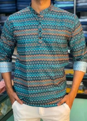 GANGAUR CREATION Men Printed Casual Blue Shirt