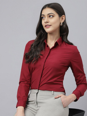 ZAINAB CREATIONS Women Solid Formal Maroon Shirt