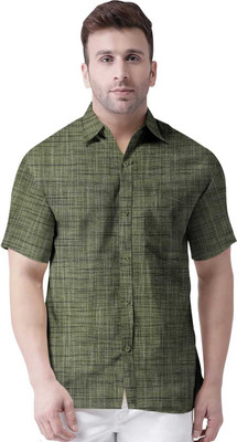 Jk Khan Men Self Design Casual Green Shirt