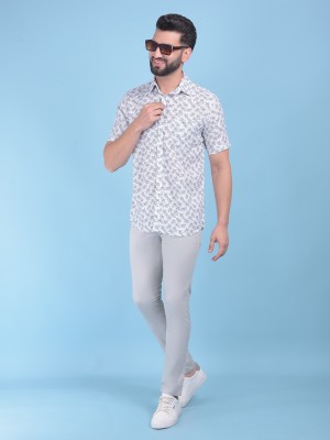 CRIMSOUNE CLUB Men Printed Casual White, Grey Shirt