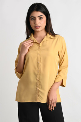 RAHUL TRADERS Women Self Design Casual Yellow Shirt