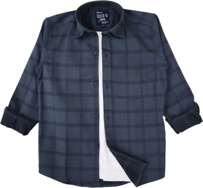 Rs fashions Boys Checkered Casual Dark Blue, Black Shirt