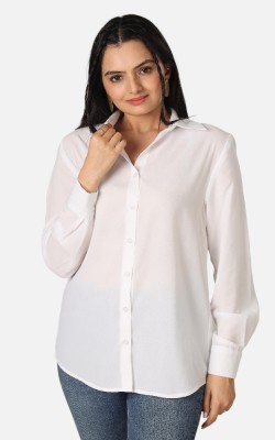 NEOFAA Women Solid Casual White Shirt