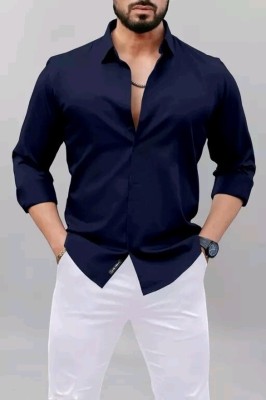 UNNATI TRENDS Men Solid Formal Dark Blue Shirt