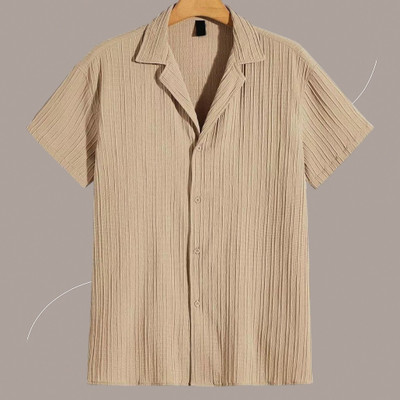 Dharamraj Fashion Men Self Design Casual Beige Shirt